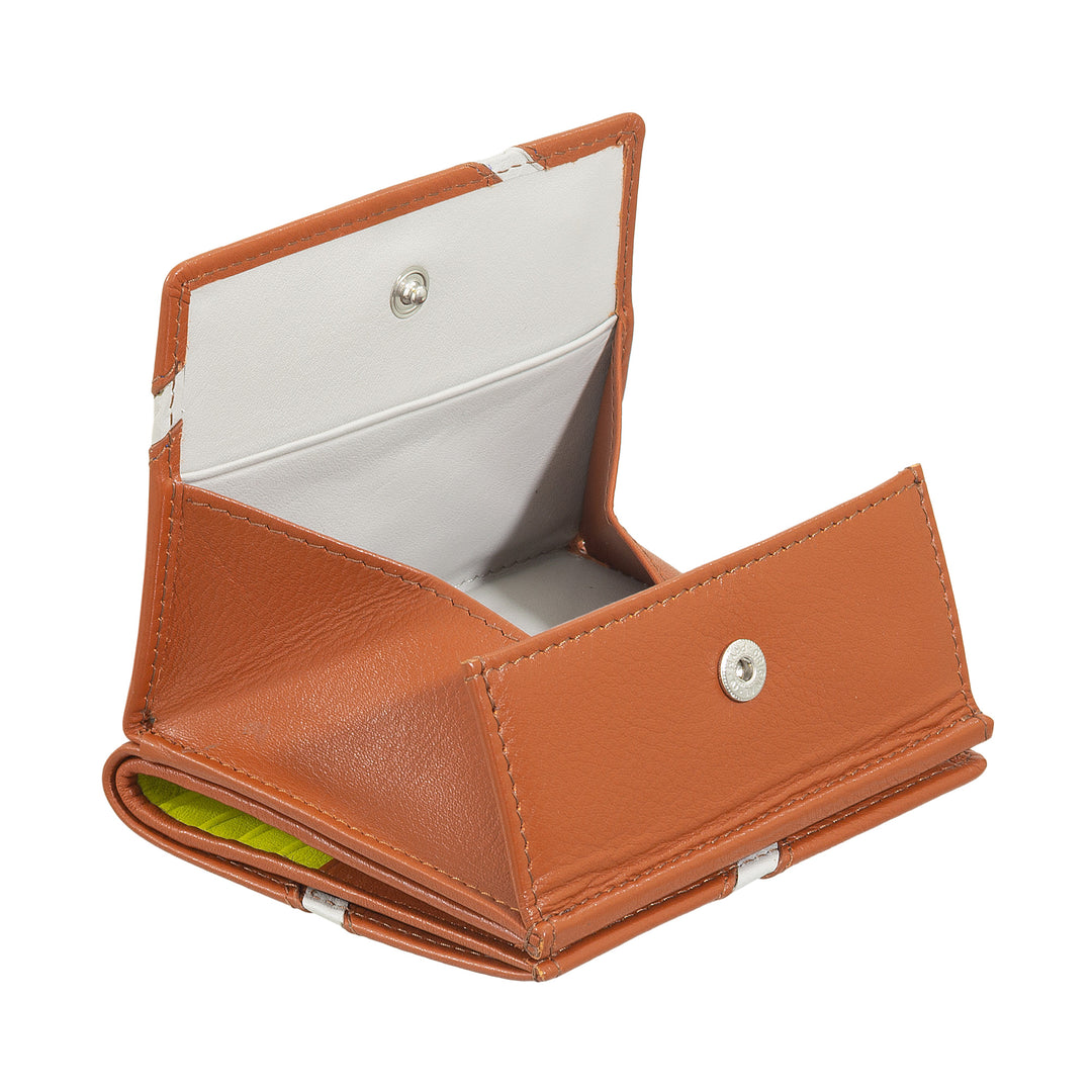DUDU Portefeuille Unisexe en Cuir Véritable - À Deux Volets avec Fermeture à Bouton et Porte-Monnaie Externe - Design Inspiré des Tournois de Court de Tennis