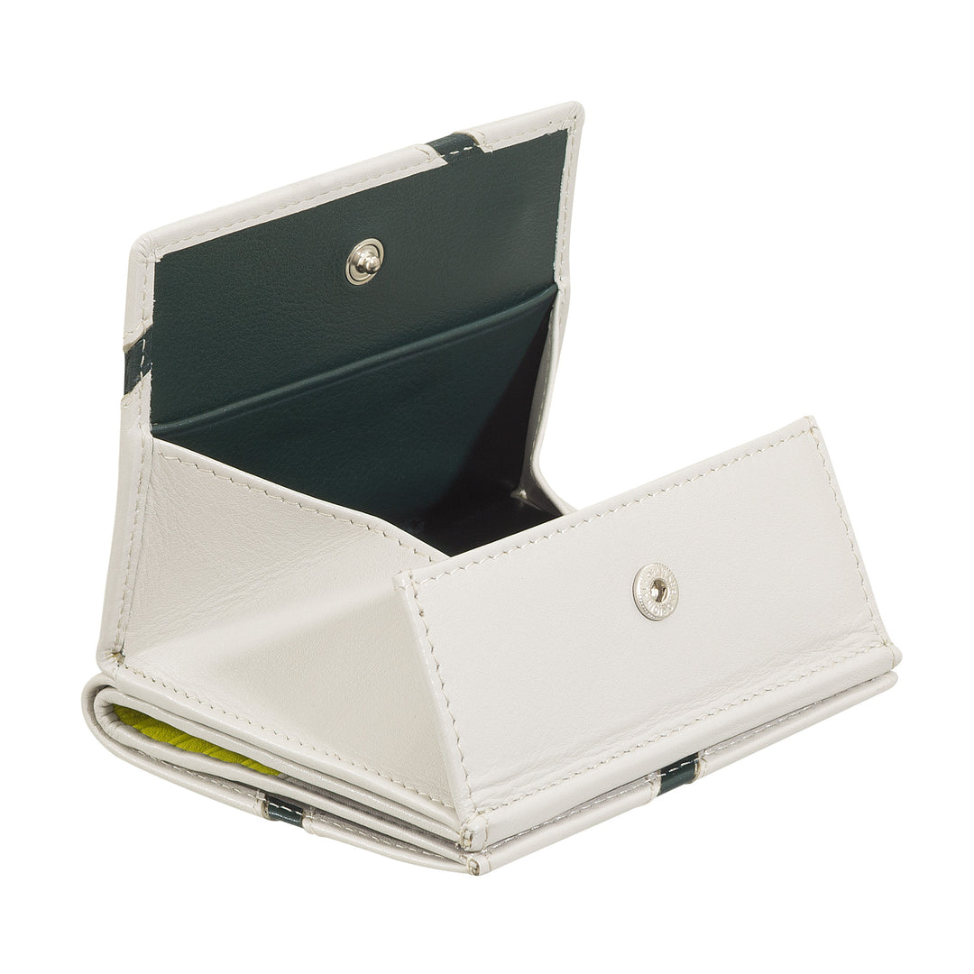 DUDU Portefeuille Unisexe en Cuir Véritable - À Deux Volets avec Fermeture à Bouton et Porte-Monnaie Externe - Design Inspiré des Tournois de Court de Tennis