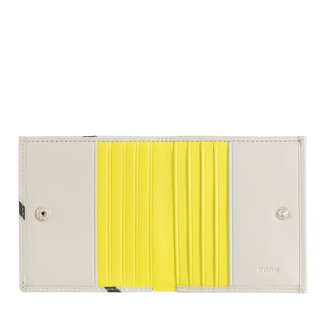 DUDU Portefeuille Unisexe en Cuir Véritable - À Deux Volets avec Fermeture à Bouton et Porte-Monnaie Externe - Design Inspiré des Tournois de Court de Tennis