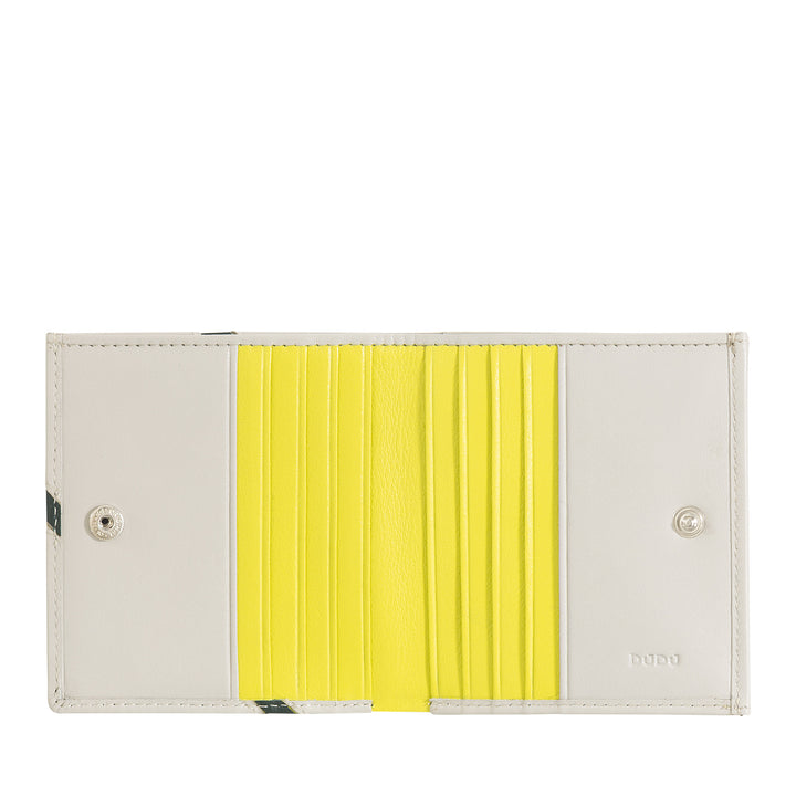 DUDU Portefeuille Unisexe en Cuir Véritable - À Deux Volets avec Fermeture à Bouton et Porte-Monnaie Externe - Design Inspiré des Tournois de Court de Tennis