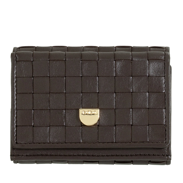 DUDU Petit portefeuille en cuir tressé pour femme avec porte-monnaie – Portefeuille élégant et compact en cuir tressé avec porte-cartes