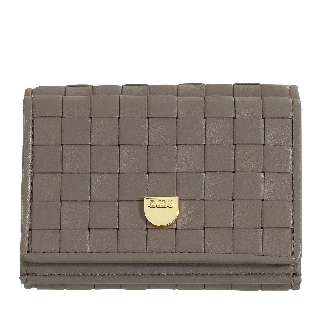 DUDU Cartera Pequeña de Mujer en Piel Tejida con Monedero - Elegante y Compacta Cartera de Piel Tejida Tarjetero