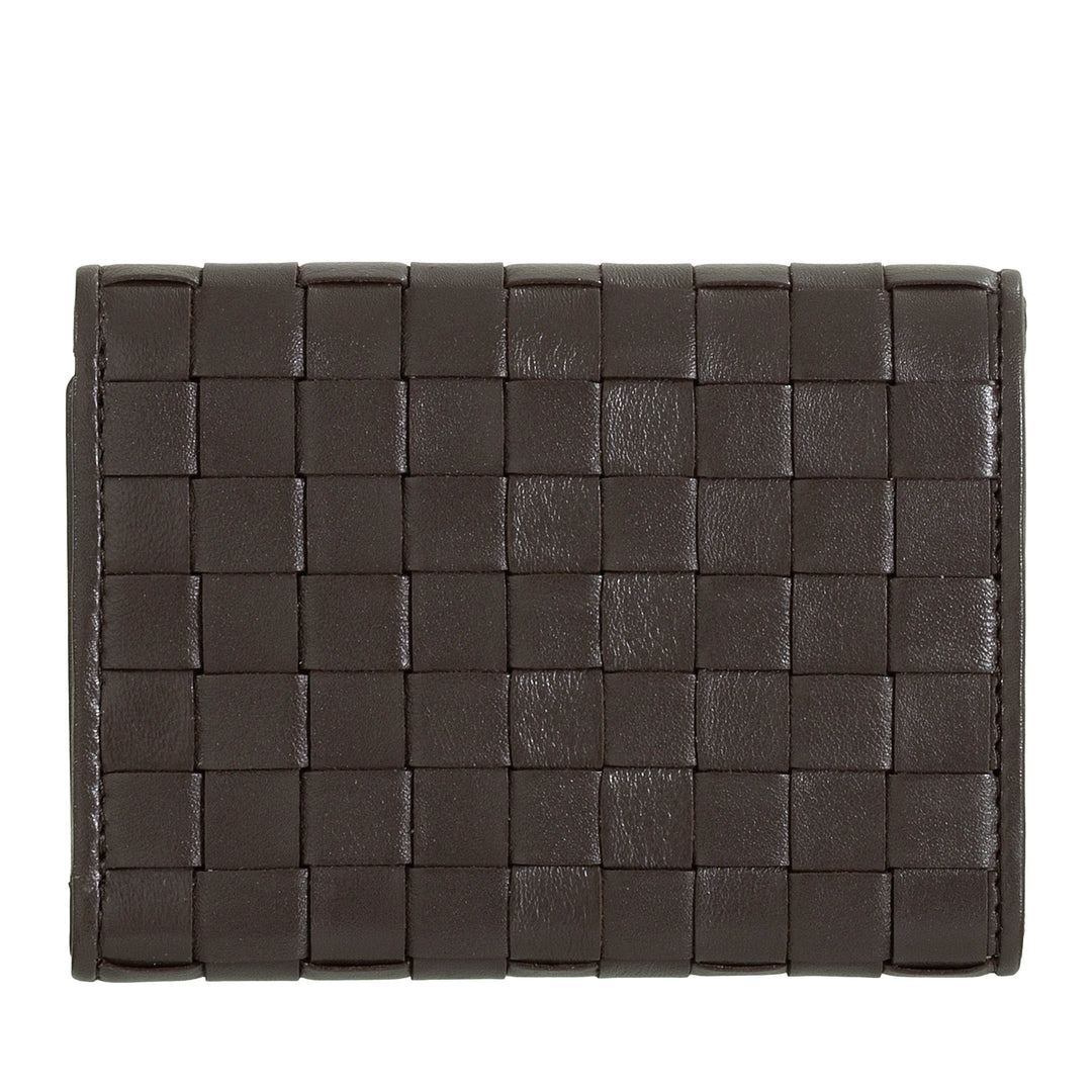 DUDU Petit portefeuille en cuir tressé pour femme avec porte-monnaie – Portefeuille élégant et compact en cuir tressé avec porte-cartes