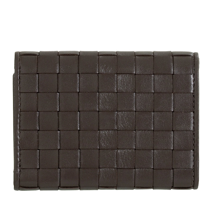 DUDU Petit portefeuille en cuir tressé pour femme avec porte-monnaie – Portefeuille élégant et compact en cuir tressé avec porte-cartes