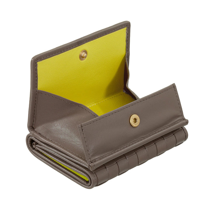 DUDU Cartera Pequeña de Mujer en Piel Tejida con Monedero - Elegante y Compacta Cartera de Piel Tejida Tarjetero