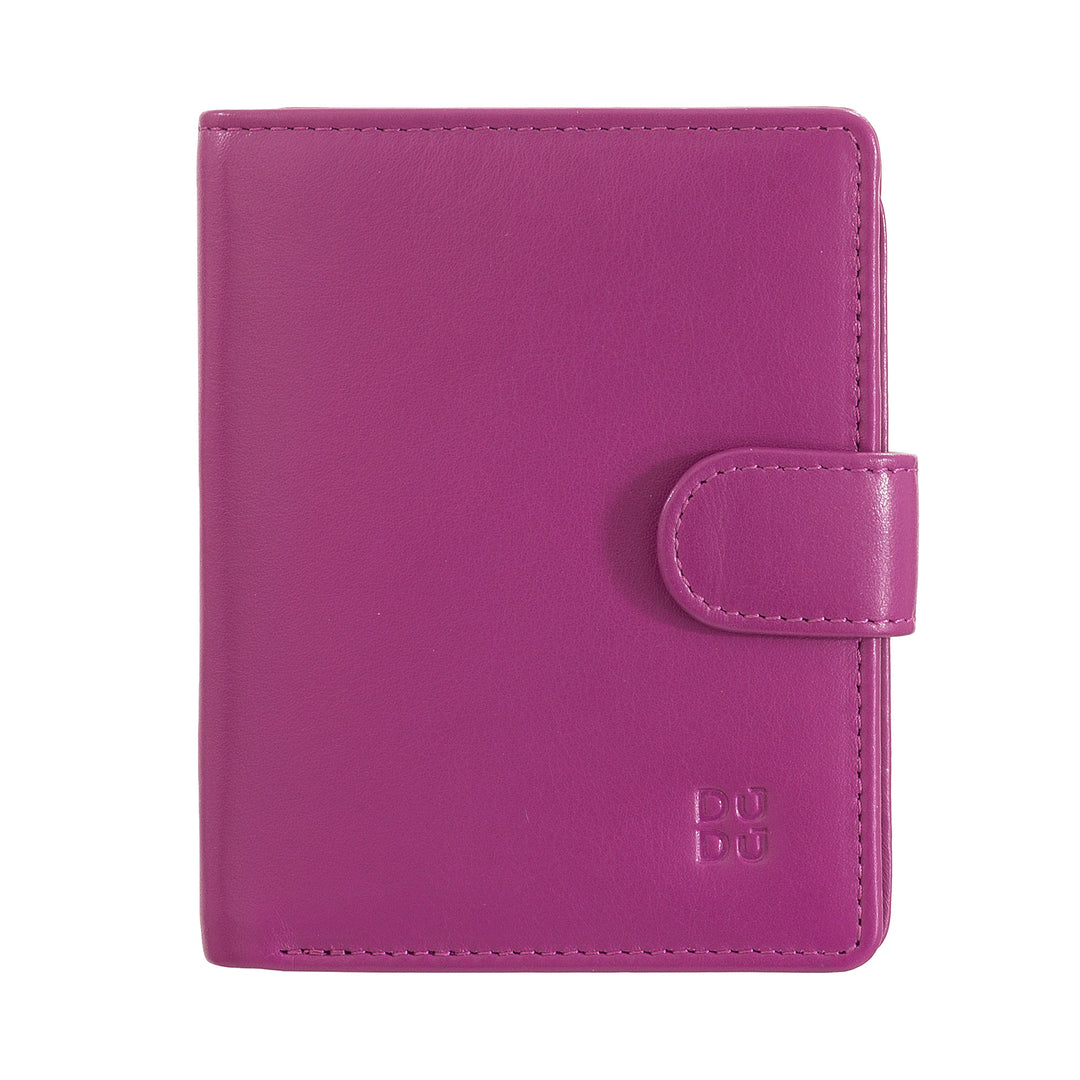 Dudu kvinners lommebok i Vera Little Leather Leather RFID Leather with Crescete Hinge Door Banknoter, Ekstern lukking