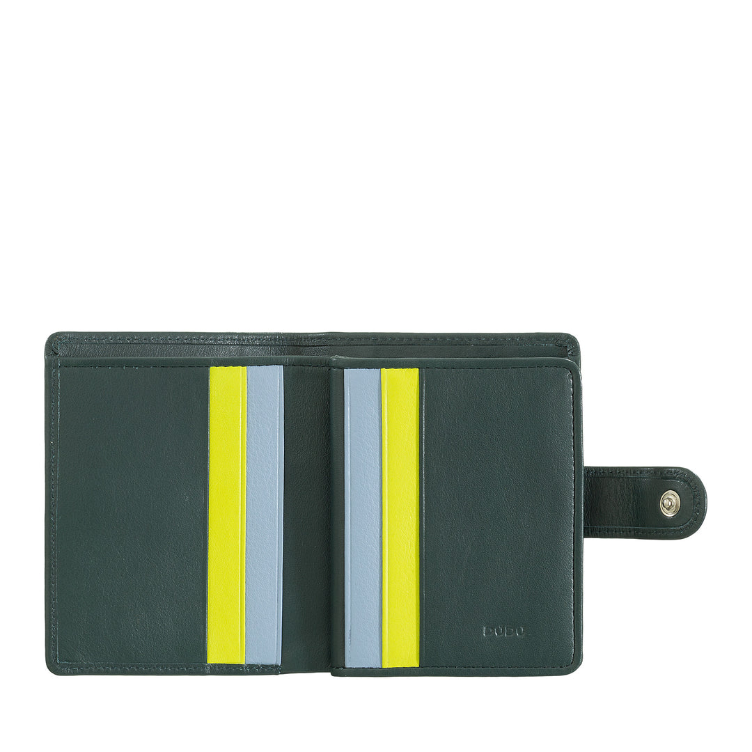 DUDU Cartera Mujer en Piel Auténtica Tarjetero Pequeño de Piel RFID con Cremallera Monedero Billetes, Cierre Externo