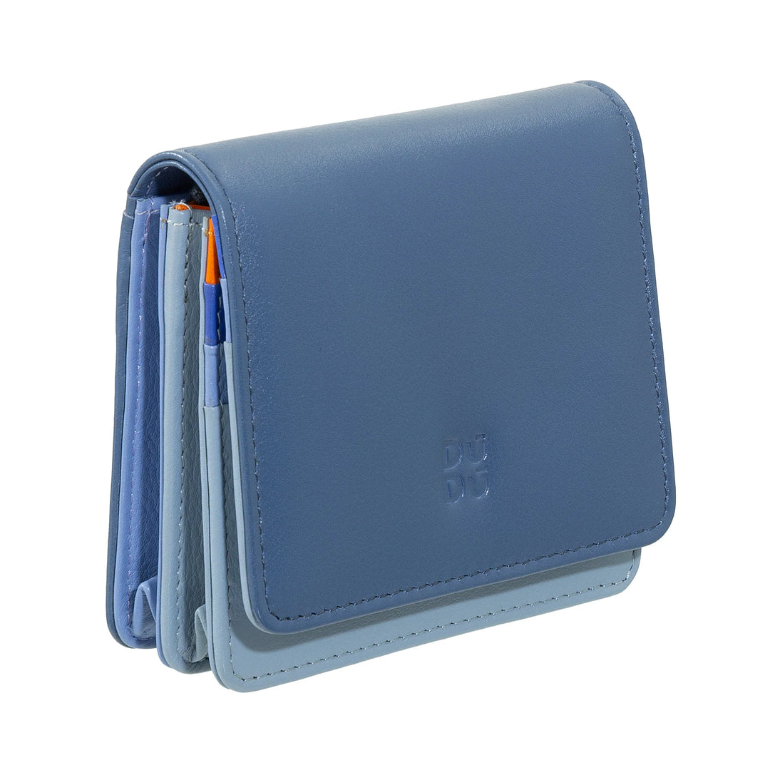 DUDU Cartera de Mujer Pequeña Ultra Compacta Colorida de Piel Blindada RFID con Cremallera Interna y 8 Tarjeteros