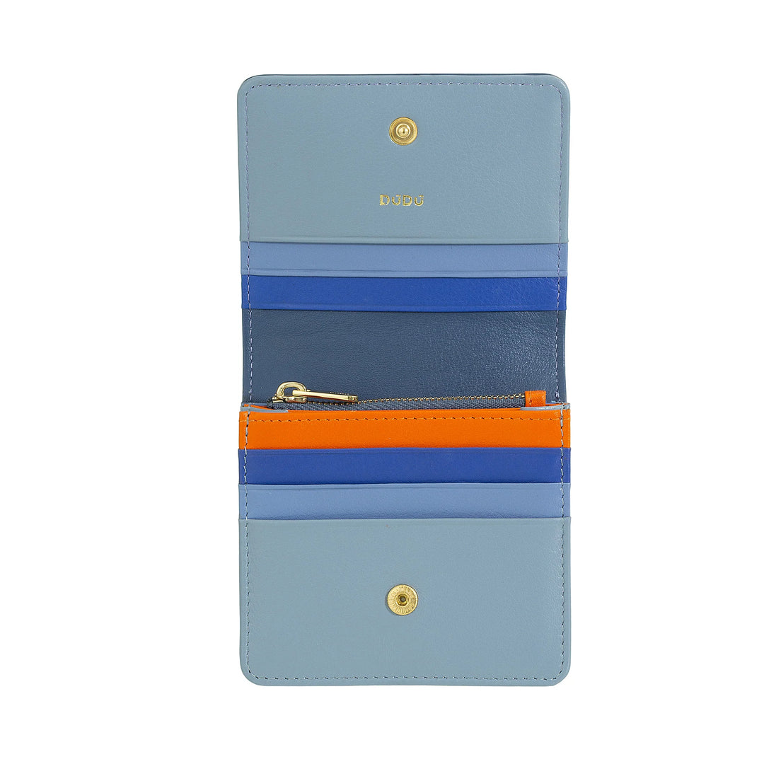 DUDU Cartera de Mujer Pequeña Ultra Compacta Colorida de Piel Blindada RFID con Cremallera Interna y 8 Tarjeteros
