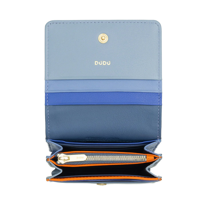 DUDU Cartera de Mujer Pequeña Ultra Compacta Colorida de Piel Blindada RFID con Cremallera Interna y 8 Tarjeteros