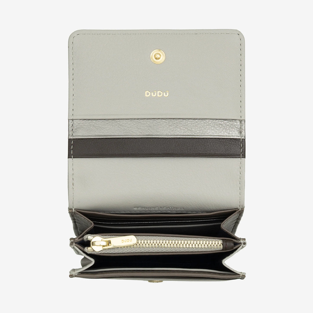 DUDU Cartera de Mujer Pequeña Ultra Compacta Colorida de Piel Blindada RFID con Cremallera Interna y 8 Tarjeteros