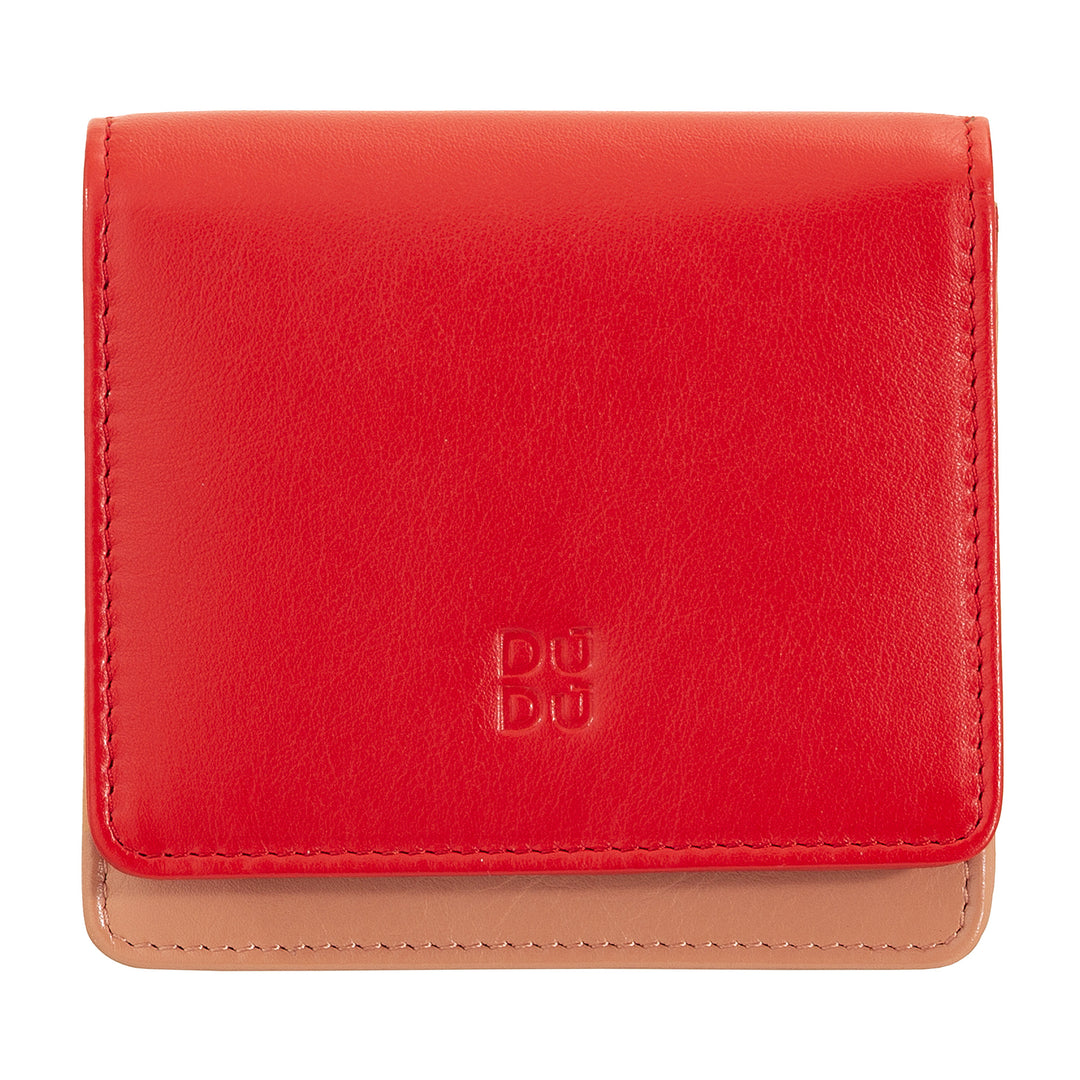 DUDU Cartera de Mujer Pequeña Ultra Compacta Colorida de Piel Blindada RFID con Cremallera Interna y 8 Tarjeteros