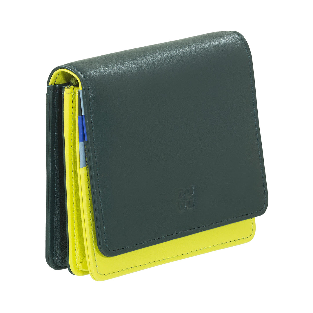 DuDu Small Women's Wallet in Skop Leather Ultra Compact Colored RFID med interne lynlås og 8 kortkortindehavere