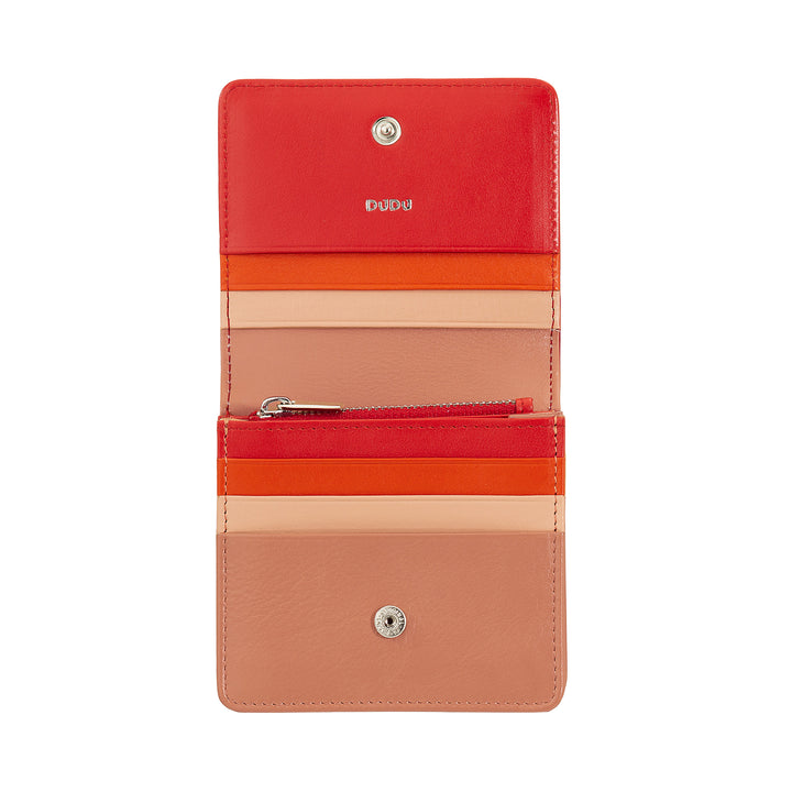 DUDU Cartera de Mujer Pequeña Ultra Compacta Colorida de Piel Blindada RFID con Cremallera Interna y 8 Tarjeteros