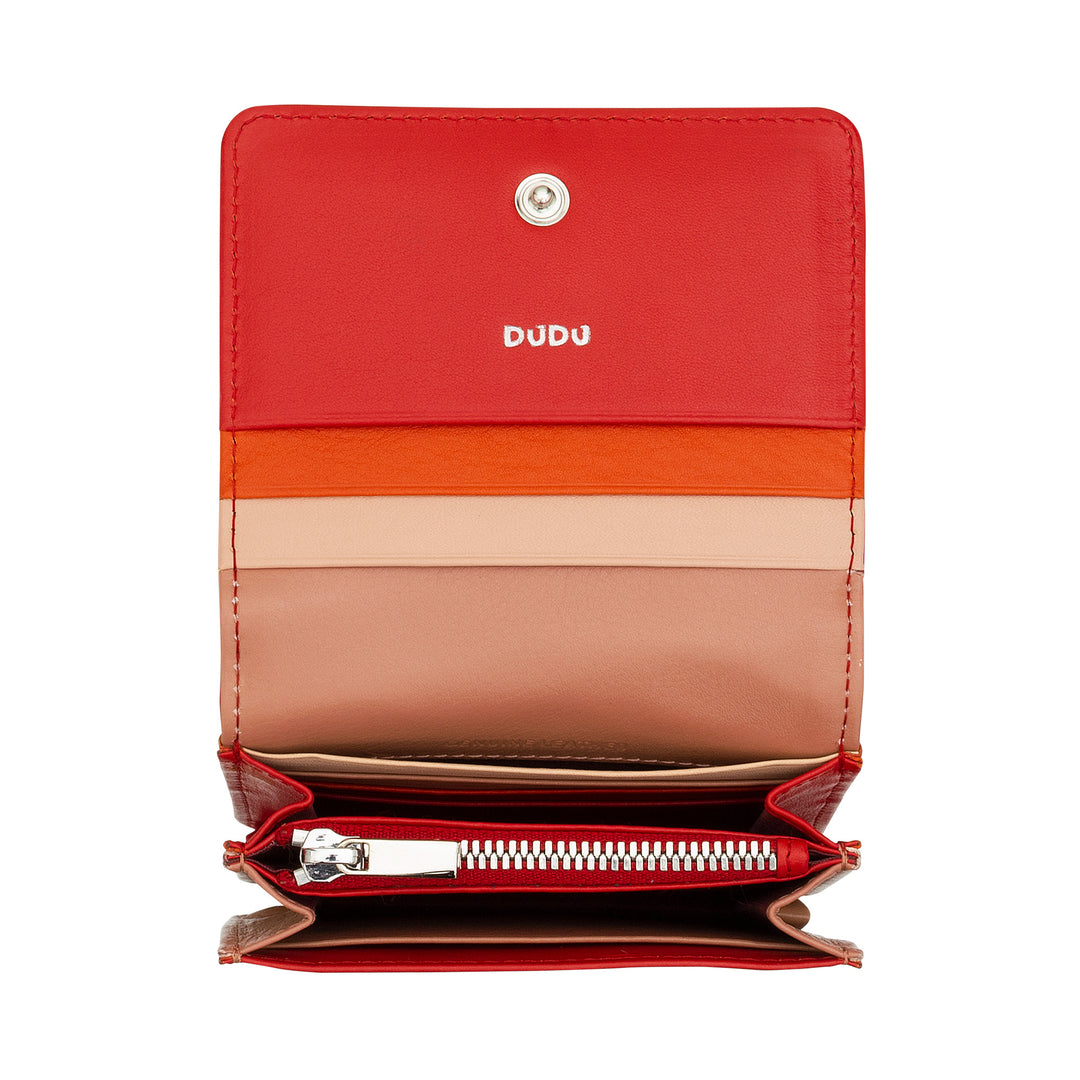DUDU Cartera de Mujer Pequeña Ultra Compacta Colorida de Piel Blindada RFID con Cremallera Interna y 8 Tarjeteros