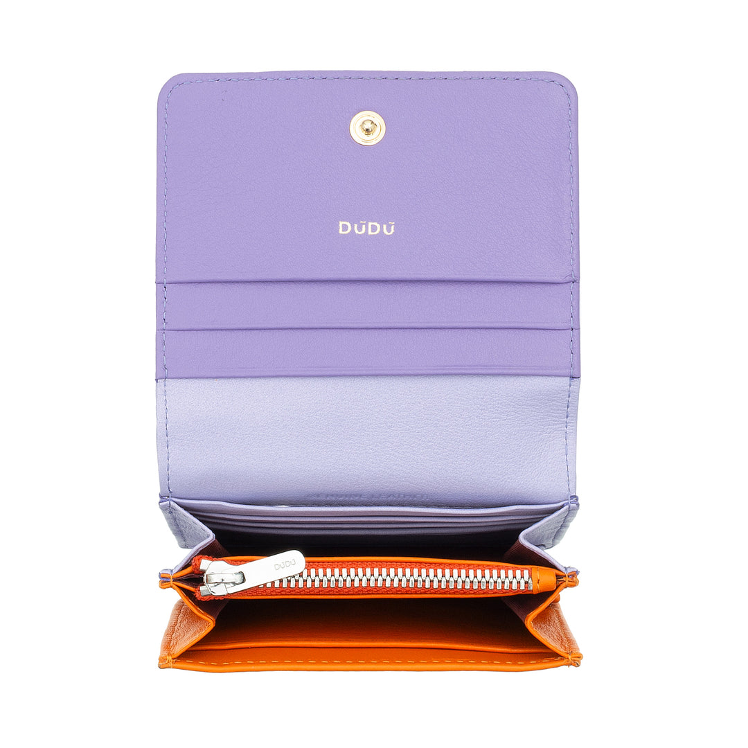 Dudu Women's Women Willet in Skop Legant Rfid Ultra Compact Colorful RFID con cremallera interna y 8 tarjetas de tarjeta