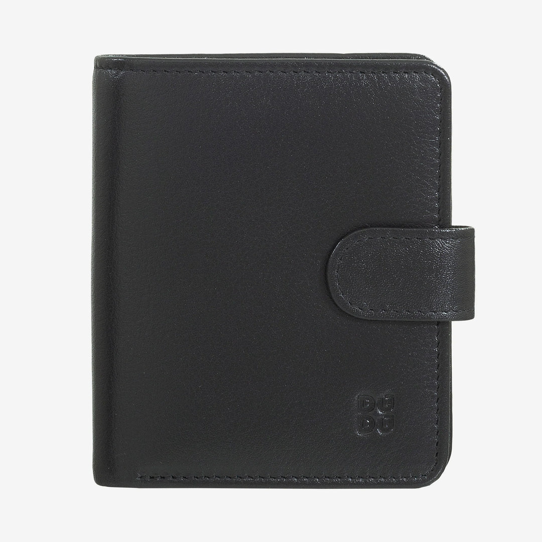 DUDU Petit Portefeuille en Cuir pour Femme avec Porte-Monnaie à Fermeture éclair, Portefeuille Compact avec Fermeture à Bouton, Porte-Billets, Porte-Cartes et Protection RFID