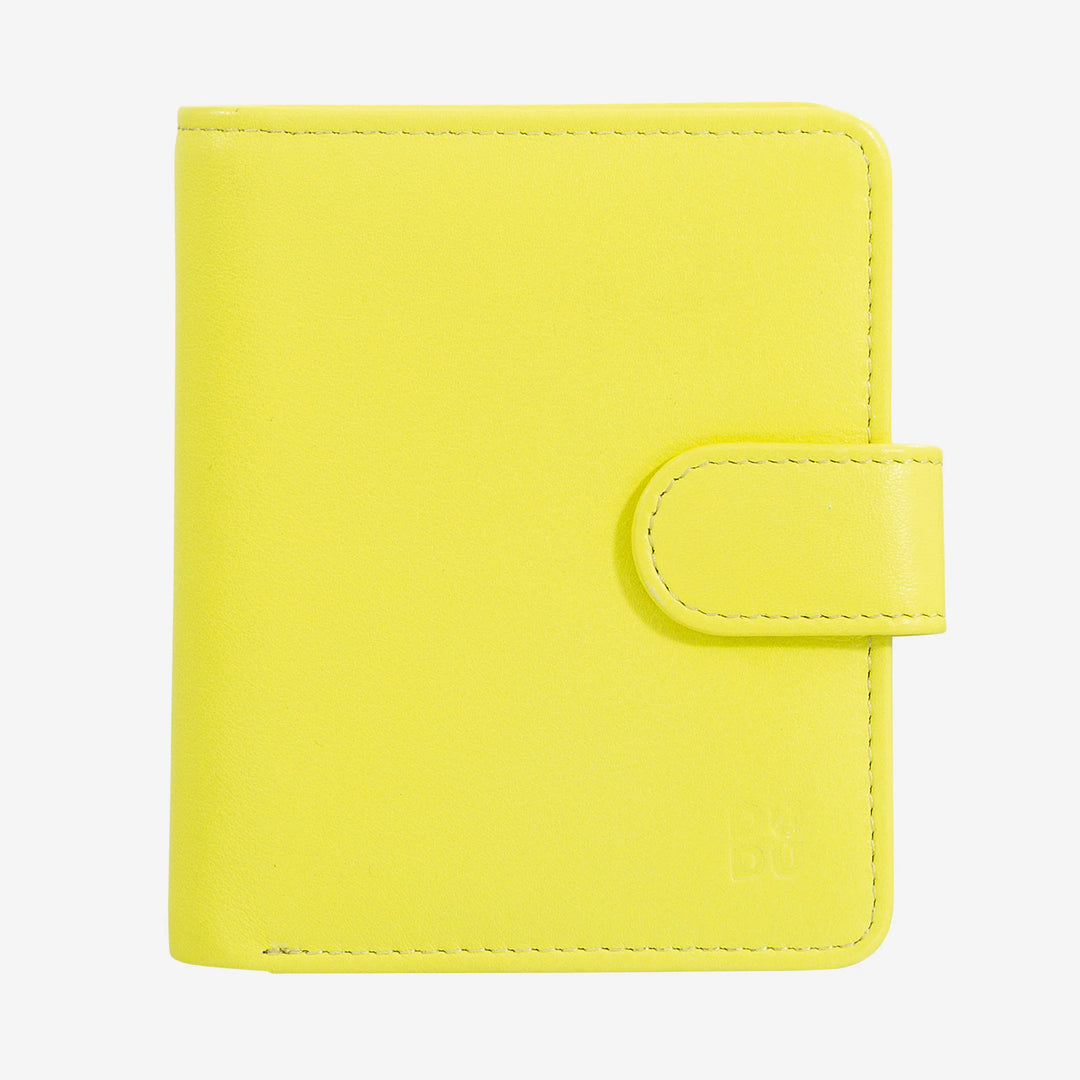DUDU Cartera Pequeña de Mujer de Piel con Monedero con Cremallera, Monedero Compacto con Cierre de Botón, Porta Billetes, Tarjetero y Protección RFID