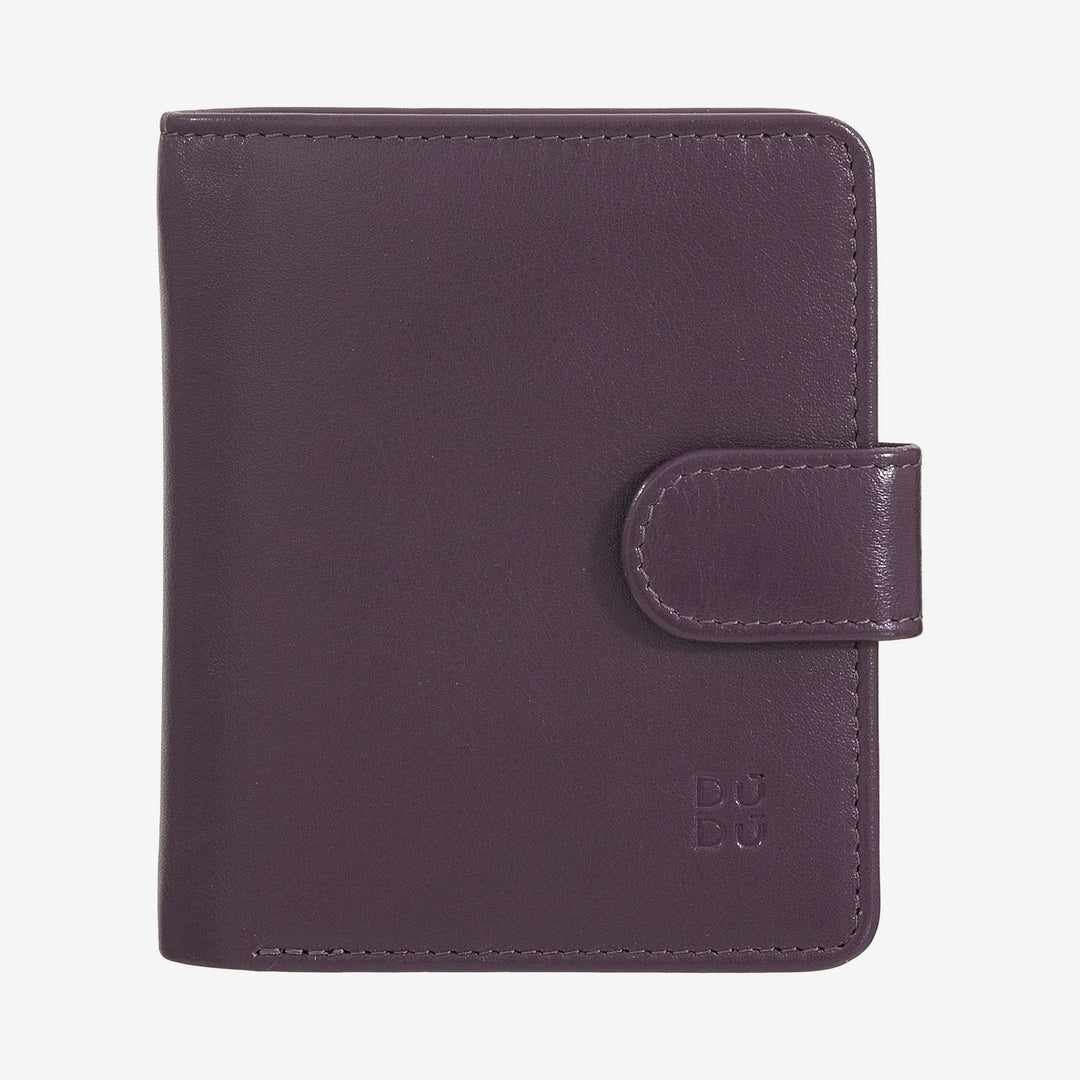 DUDU Petit Portefeuille en Cuir pour Femme avec Porte-Monnaie à Fermeture éclair, Portefeuille Compact avec Fermeture à Bouton, Porte-Billets, Porte-Cartes et Protection RFID