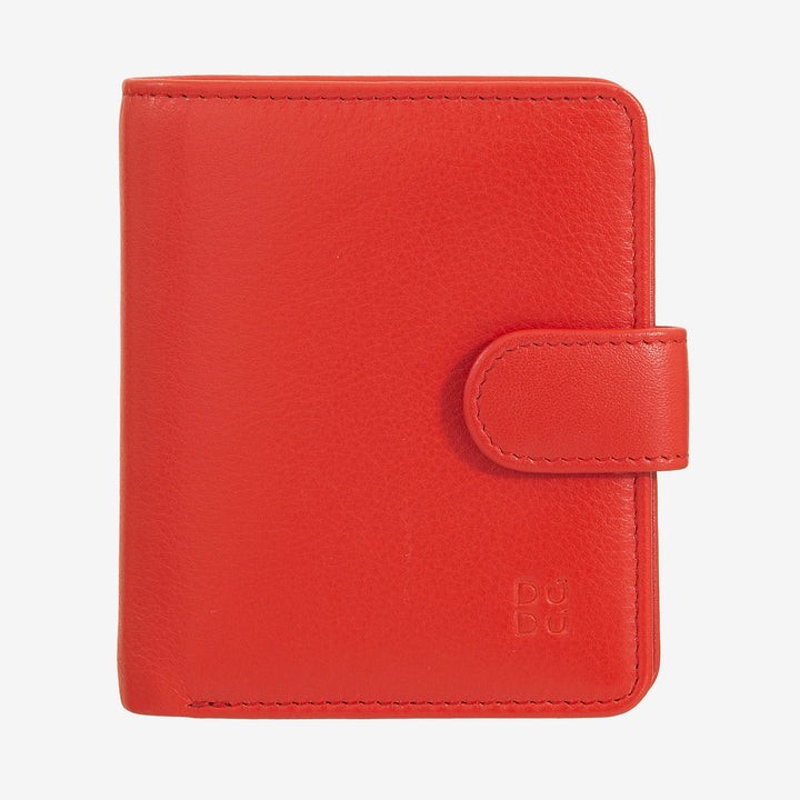 DUDU Cartera Pequeña de Mujer de Piel con Monedero con Cremallera, Monedero Compacto con Cierre de Botón, Porta Billetes, Tarjetero y Protección RFID