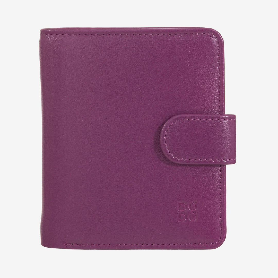 DUDU Petit Portefeuille en Cuir pour Femme avec Porte-Monnaie à Fermeture éclair, Portefeuille Compact avec Fermeture à Bouton, Porte-Billets, Porte-Cartes et Protection RFID