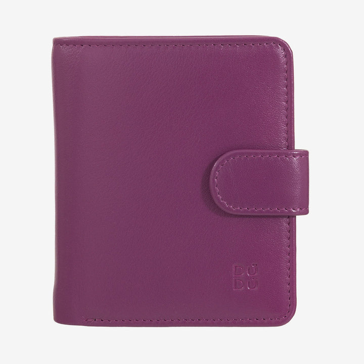 DUDU Petit Portefeuille en Cuir pour Femme avec Porte-Monnaie à Fermeture éclair, Portefeuille Compact avec Fermeture à Bouton, Porte-Billets, Porte-Cartes et Protection RFID