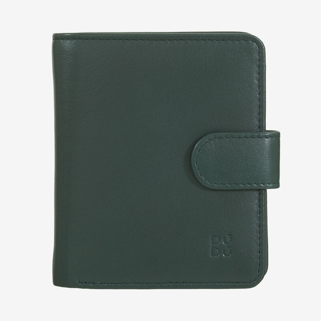 DUDU Petit Portefeuille en Cuir pour Femme avec Porte-Monnaie à Fermeture éclair, Portefeuille Compact avec Fermeture à Bouton, Porte-Billets, Porte-Cartes et Protection RFID