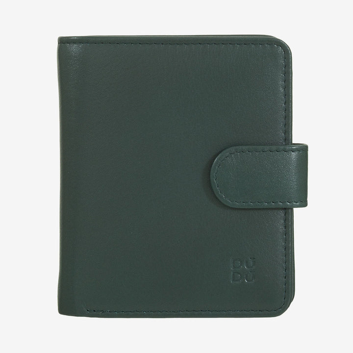 DUDU Petit Portefeuille en Cuir pour Femme avec Porte-Monnaie à Fermeture éclair, Portefeuille Compact avec Fermeture à Bouton, Porte-Billets, Porte-Cartes et Protection RFID