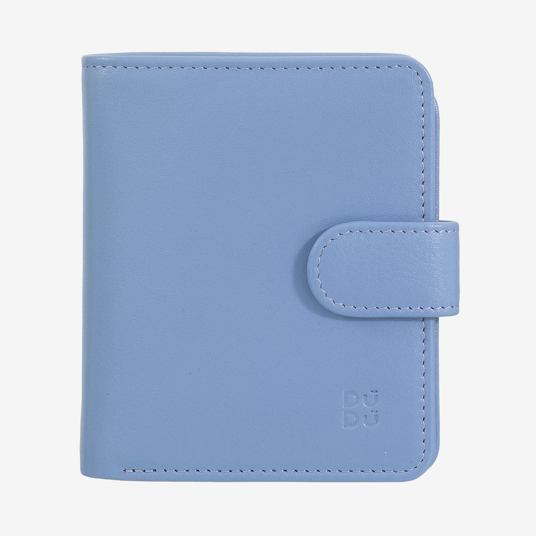 DUDU Petit Portefeuille en Cuir pour Femme avec Porte-Monnaie à Fermeture éclair, Portefeuille Compact avec Fermeture à Bouton, Porte-Billets, Porte-Cartes et Protection RFID