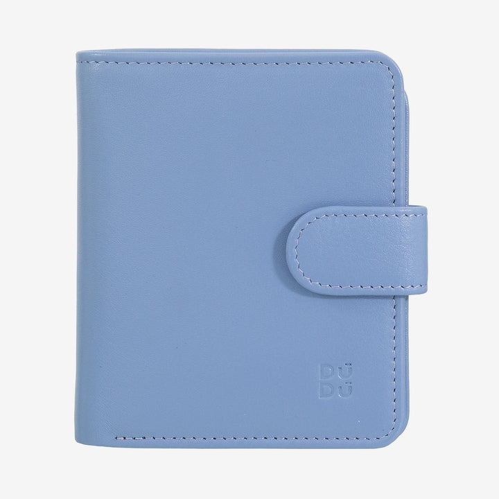DUDU Petit Portefeuille en Cuir pour Femme avec Porte-Monnaie à Fermeture éclair, Portefeuille Compact avec Fermeture à Bouton, Porte-Billets, Porte-Cartes et Protection RFID