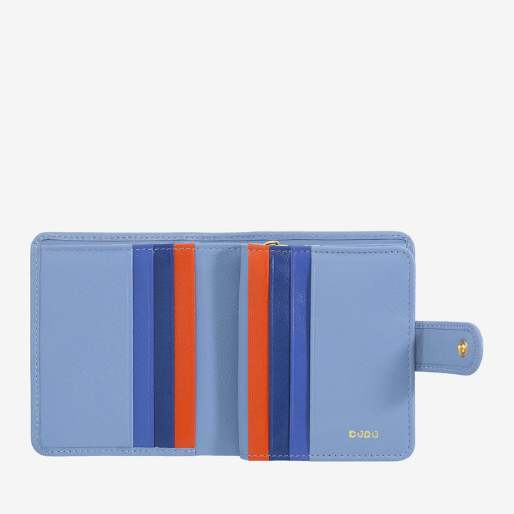 DUDU Petit Portefeuille en Cuir pour Femme avec Porte-Monnaie à Fermeture éclair, Portefeuille Compact avec Fermeture à Bouton, Porte-Billets, Porte-Cartes et Protection RFID