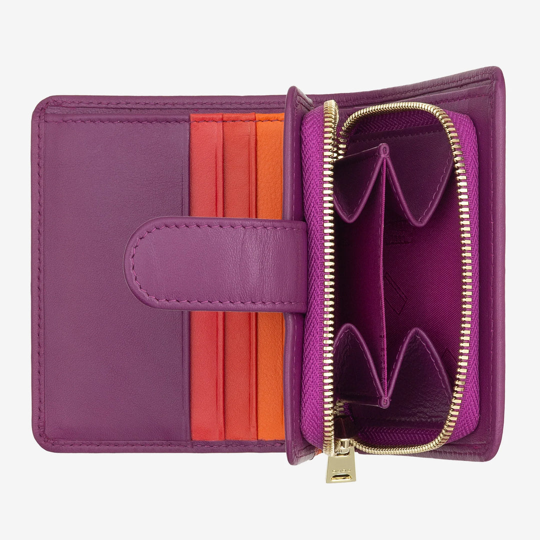 DUDU Petit Portefeuille en Cuir pour Femme avec Porte-Monnaie à Fermeture éclair, Portefeuille Compact avec Fermeture à Bouton, Porte-Billets, Porte-Cartes et Protection RFID