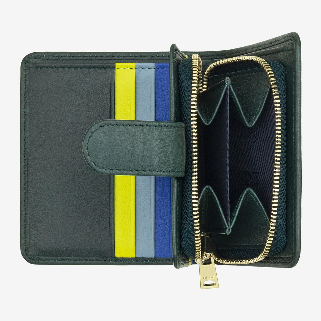 DUDU Petit Portefeuille en Cuir pour Femme avec Porte-Monnaie à Fermeture éclair, Portefeuille Compact avec Fermeture à Bouton, Porte-Billets, Porte-Cartes et Protection RFID