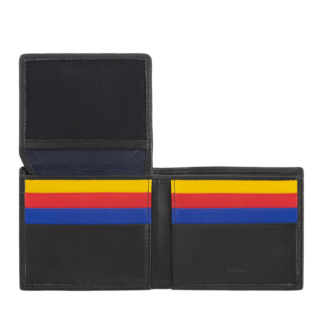 Cartera pequeña de hombre DUDU RFID en piel tarjetero multicolor