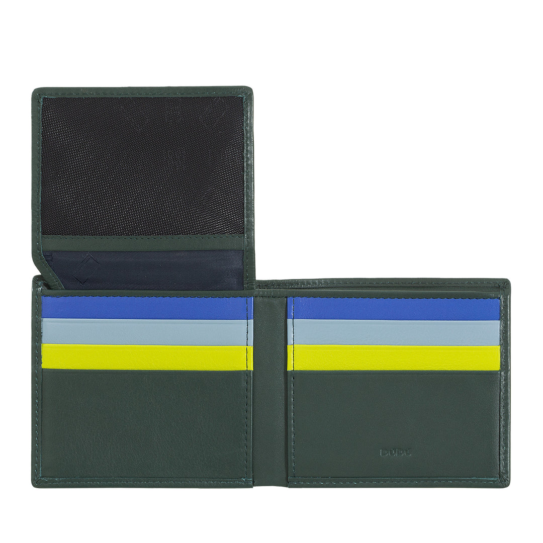 Cartera pequeña de hombre DUDU RFID en piel tarjetero multicolor