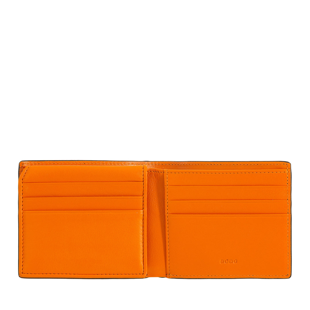 DUDU Petit Portefeuille Homme RFID en Cuir Imprimé, Portefeuilles Porte-Cartes avec Rabat Interne, Sans Porte-Monnaie, Poche avec Filet