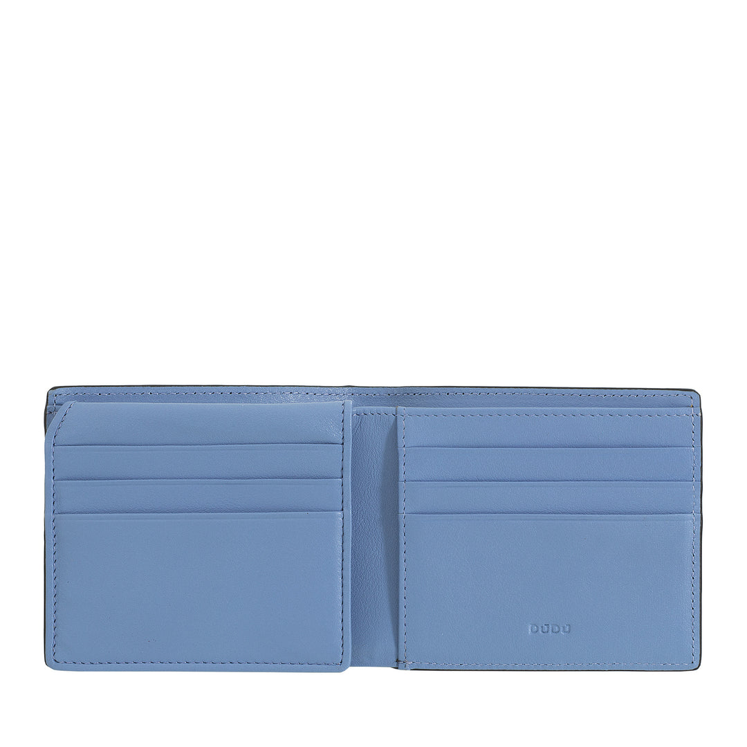 DUDU Cartera Hombre Pequeña RFID en Piel Estampada, Carteras Tarjeteros con Solapa Interna, Sin Monedero, Bolsillo con Rejilla