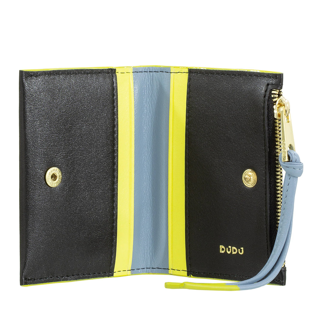 DUDU Portafoglio Porta Carte Donna in Pelle Piccolo - Portacarte Compatto Slim con Zip per Monete, Scomparti per Tessere, Documenti, Adatto a Borse Piccole