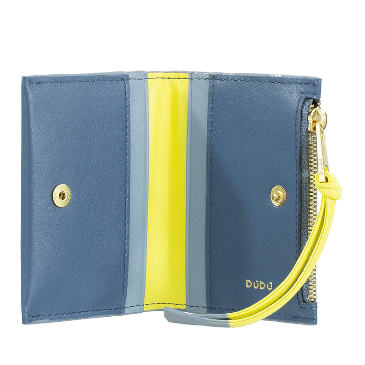 DUDU Tarjetero pequeño de piel para mujer - Tarjetero compacto y delgado con cremallera para monedas, compartimentos para tarjetas, documentos, adecuado para bolsos pequeños