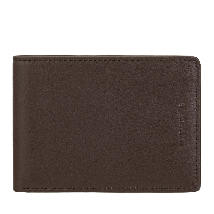 Nuvola Pelle Portafoglio Uomo Compatto Slim in Vera - Portacarte Pelle Porta Banconote e 6 Tasche Slot Porta Tessere Documenti