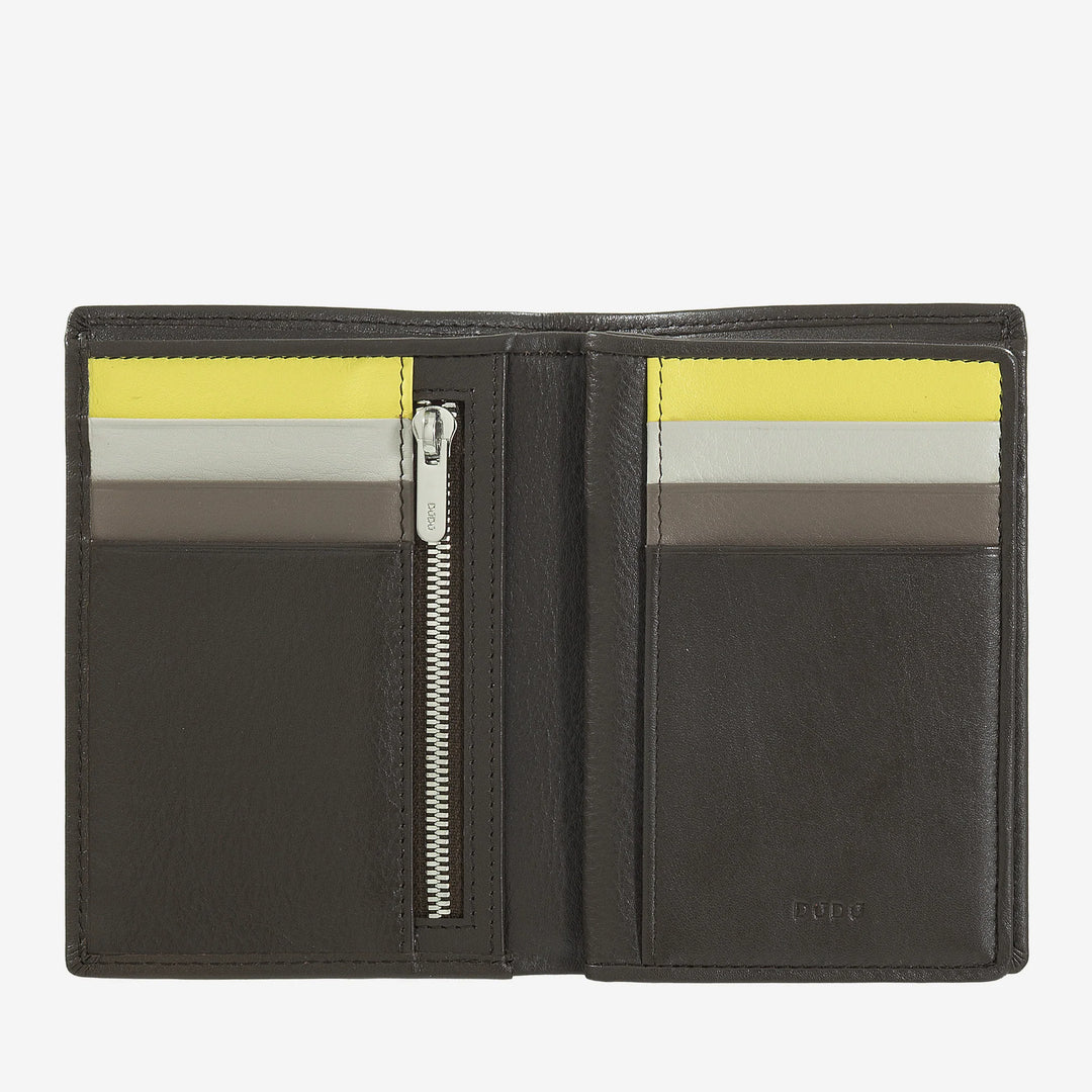 Cartera RFID para hombre DUDU en piel multicolor con cremallera