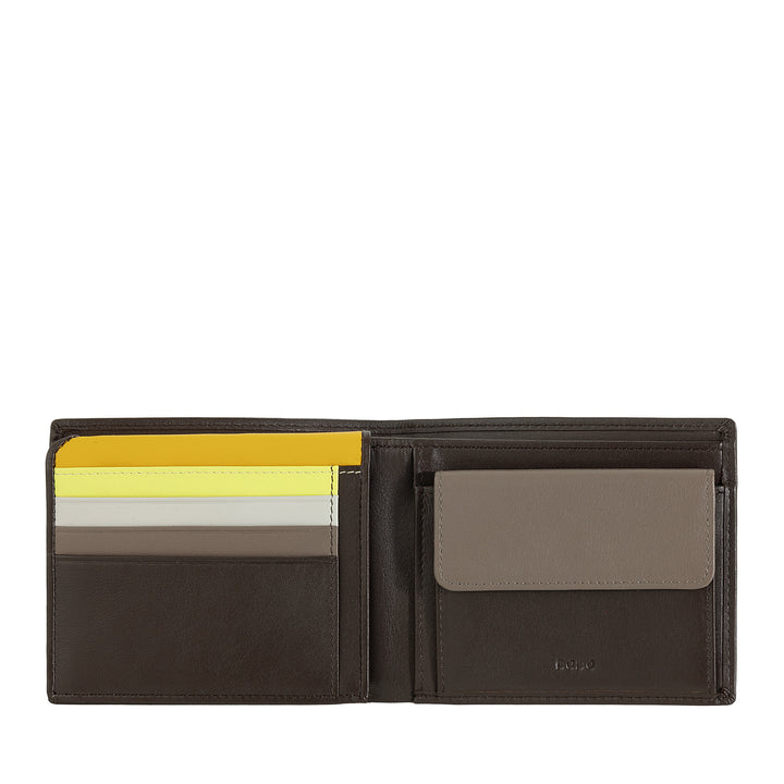 Cartera de hombre DUDU Classic RFID de piel multicolor firmada