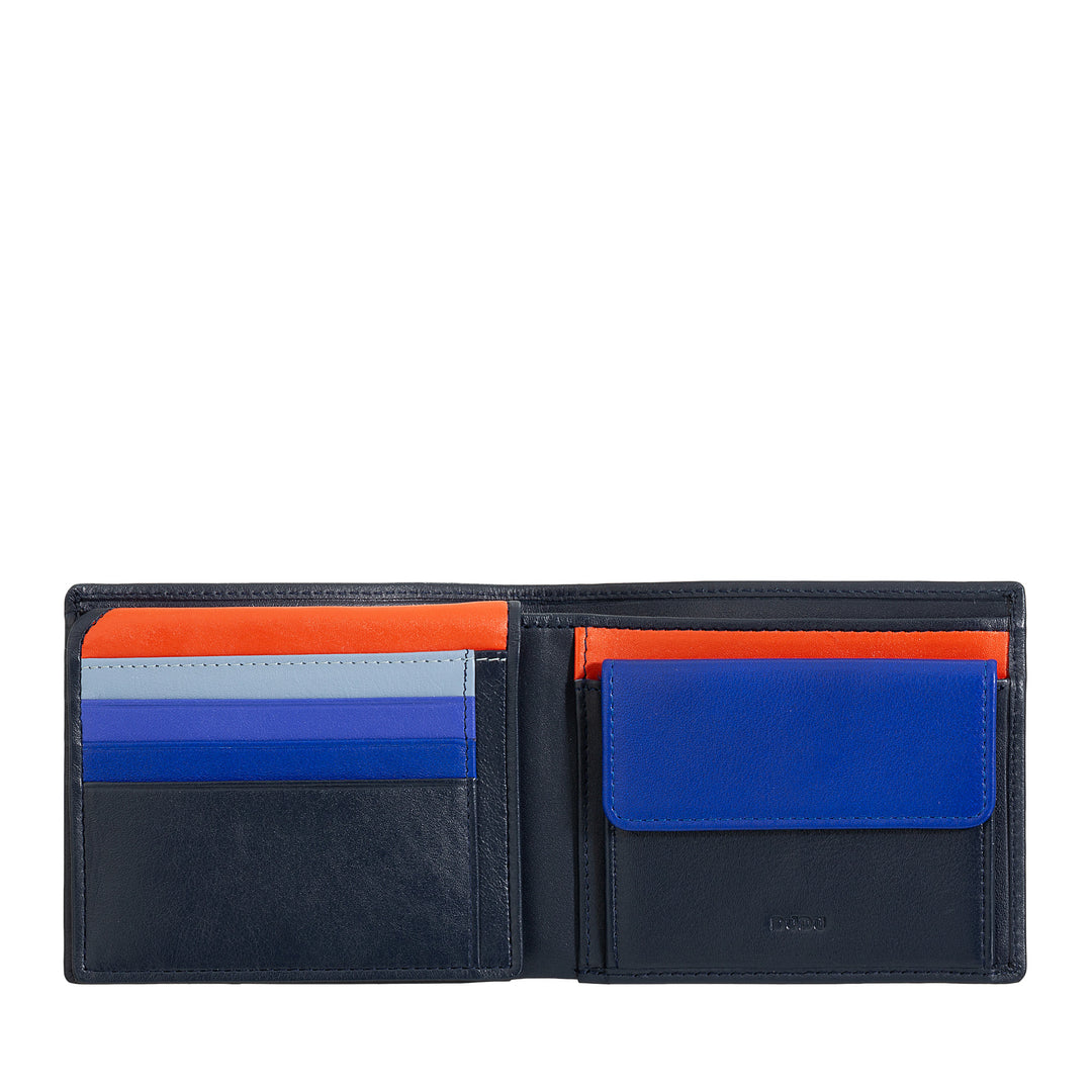 محفظة DUDU Classic RFID للرجال متعددة الألوان من الجلد موقعة