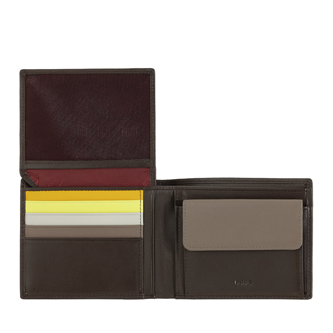 Cartera de hombre DUDU Classic RFID de piel multicolor firmada