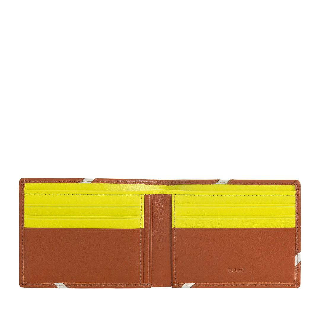 DUDU Petit Portefeuille Homme en Cuir Véritable - Design Compact Inspiré du Tennis - 2 Poches pour Billets et Porte-Cartes - Style Minimal et Sportif