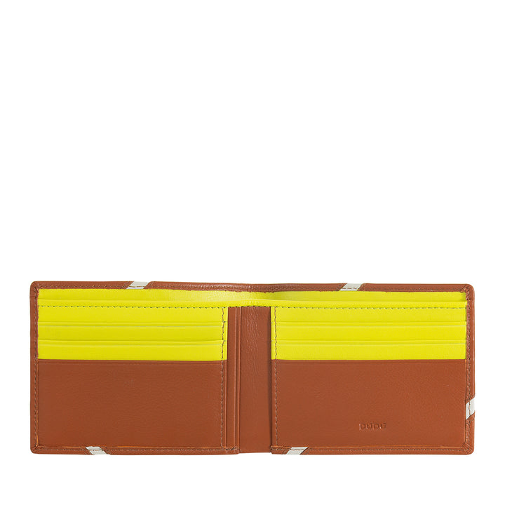 DUDU Petit Portefeuille Homme en Cuir Véritable - Design Compact Inspiré du Tennis - 2 Poches pour Billets et Porte-Cartes - Style Minimal et Sportif