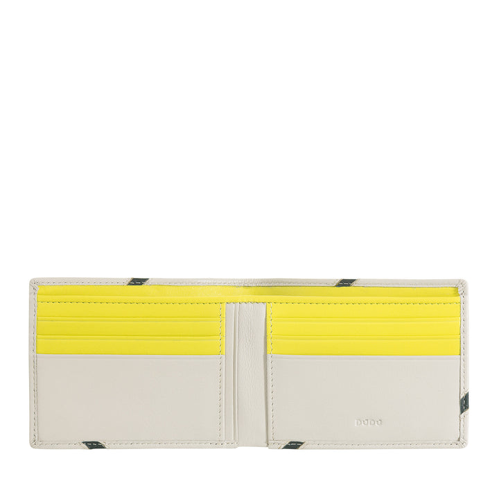 DUDU Petit Portefeuille Homme en Cuir Véritable - Design Compact Inspiré du Tennis - 2 Poches pour Billets et Porte-Cartes - Style Minimal et Sportif