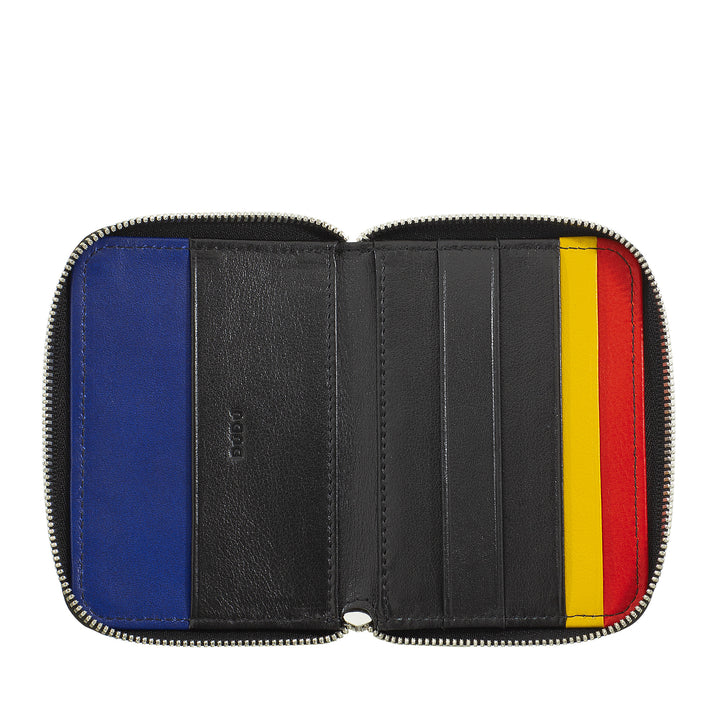 Dudu Herren kleiner weicher Lederbrieftasche mit Reißverschluss, ultra -kompakter Mini -Brieftasche mit Reißverschluss, Banknoten, Kartenhaltern und Karten