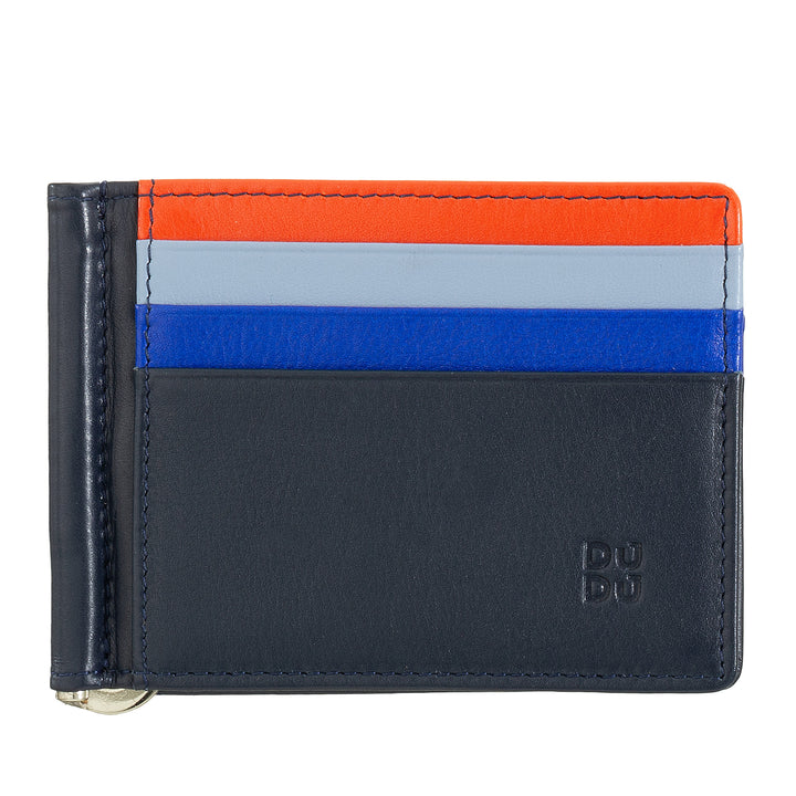 DUDU Men's Wallet with Leather Money Clips Credit Card Holder Clips Banknotes Thin Card Holders