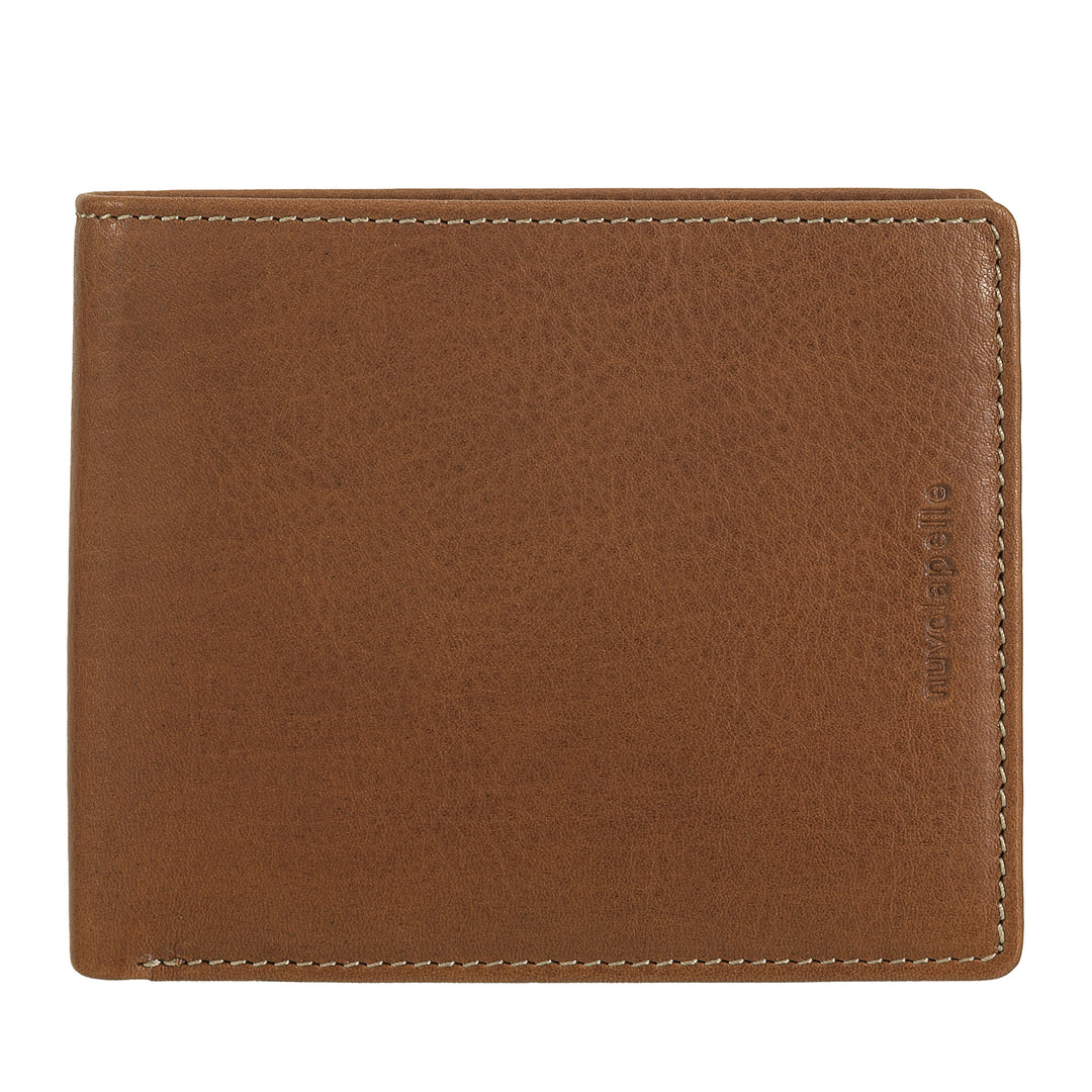 Nuvola Pelle Portefeuille en cuir pour homme avec porte-monnaie – Portefeuille classique élégant avec compartiments pour cartes, poche en filet et double compartiment pour billets de banque
